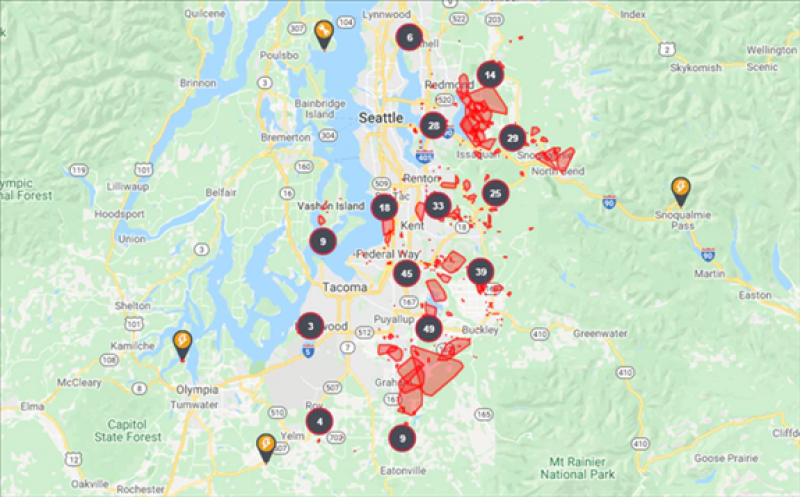 High wind causing power outages around Puget Sound