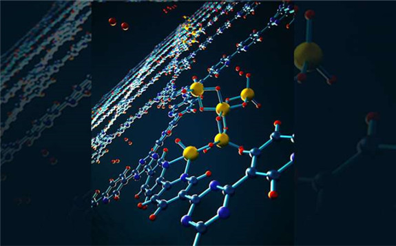 View of a subnanoscale reversible alane cluster coordinated to a bipyridine site on covalent triazine-based framework that can be used in hydrogen storage systems. Credit: Lawrence Livermore National Laboratory