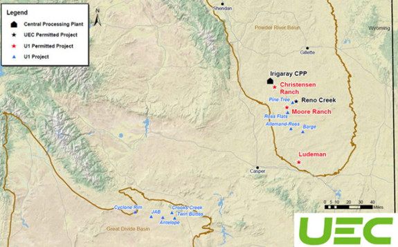 The acquisition includes seven projects in Wyoming's Powder River Basin, three of which are fully permitted, and five in the Great Divide Basin (Image: UEC)