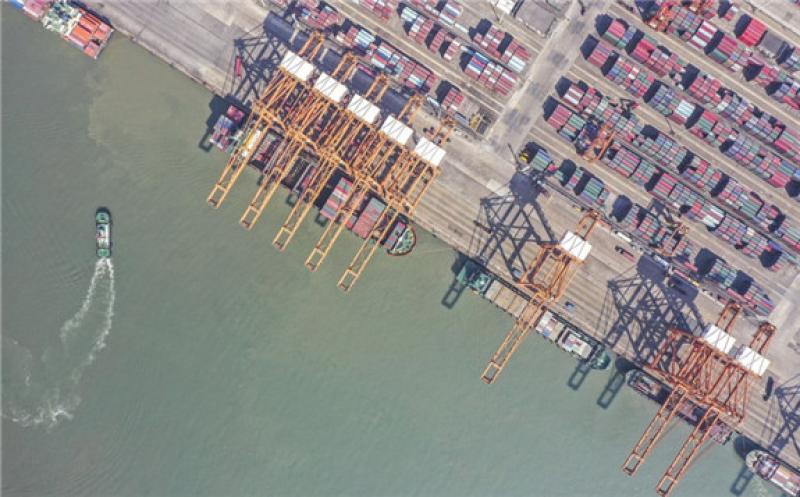 erial photo taken on Jan. 14, 2021 shows a view of the container wharf of Qinzhou Port, south China's Guangxi Zhuang Autonomous Region. (Xinhua/Cao Yiming)