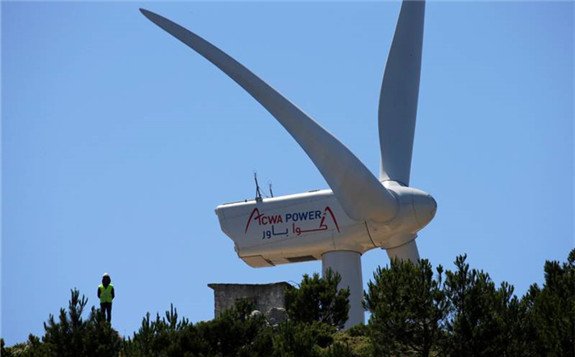 An Acwa Power wind turbine in Morocco. The Riyadh utility developer plans to double its renewable energy portfolio in the next five years. Reuters