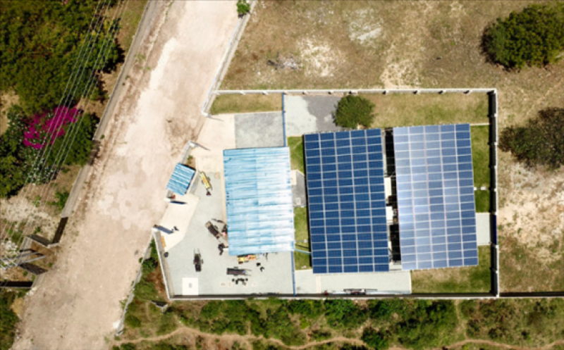Aerial view of GivePower's solar water farm in Likoni, Kenya. Image from GivePower Foundation via Twitter.
