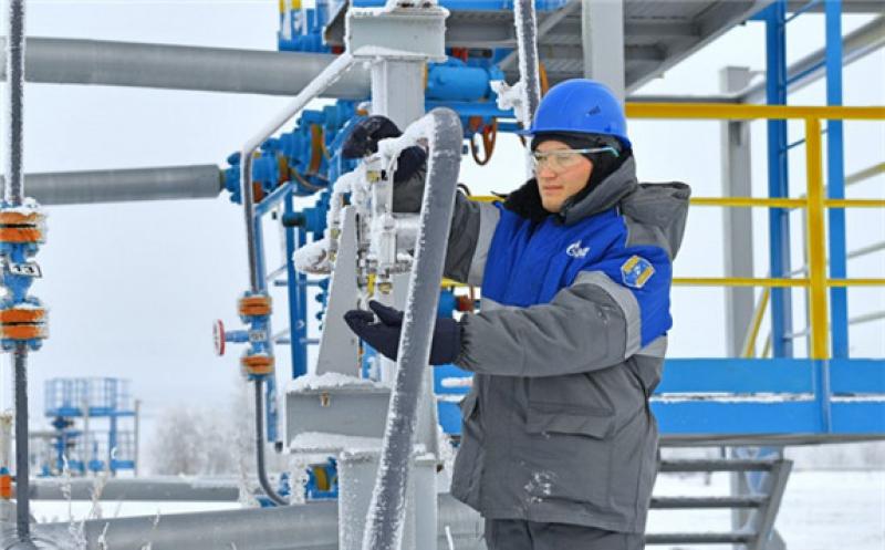 A worker of Russian gas monopoly Gazprom