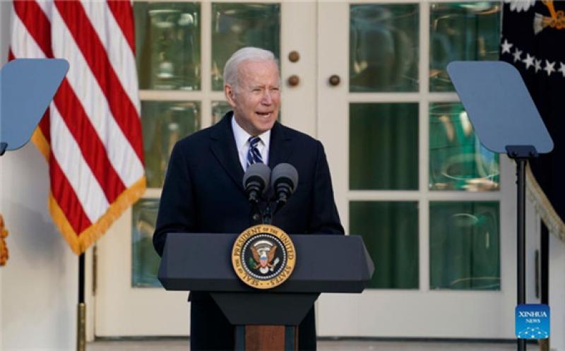 US President Joe Biden speaks during the National Thanksgiving Turkey Pardoning Ceremony at the White House in Washington, DC Nov 19, 2021.Photo:Xinhua