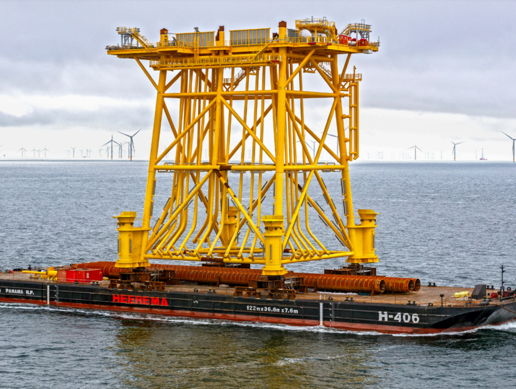 Hollandse Kust West Beta Substation Jacket en Route to Site Offshore Netherlands